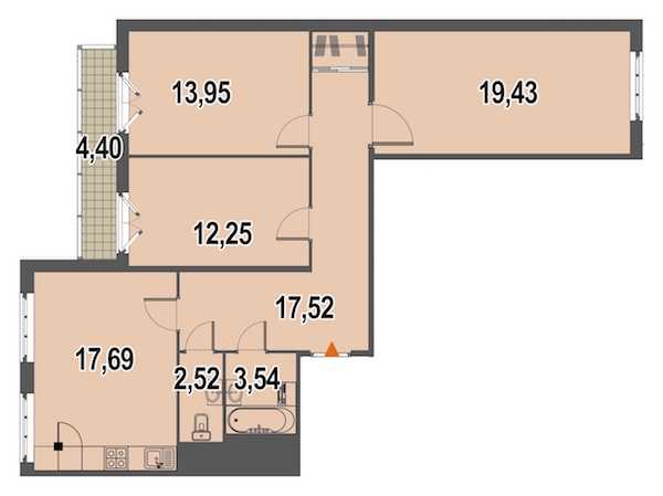 Трехкомнатная квартира в : площадь 88.3 м2 , этаж: 3 – купить в Санкт-Петербурге